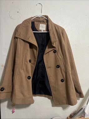 Thread & Supply Tan Double-Breasted Peacoat